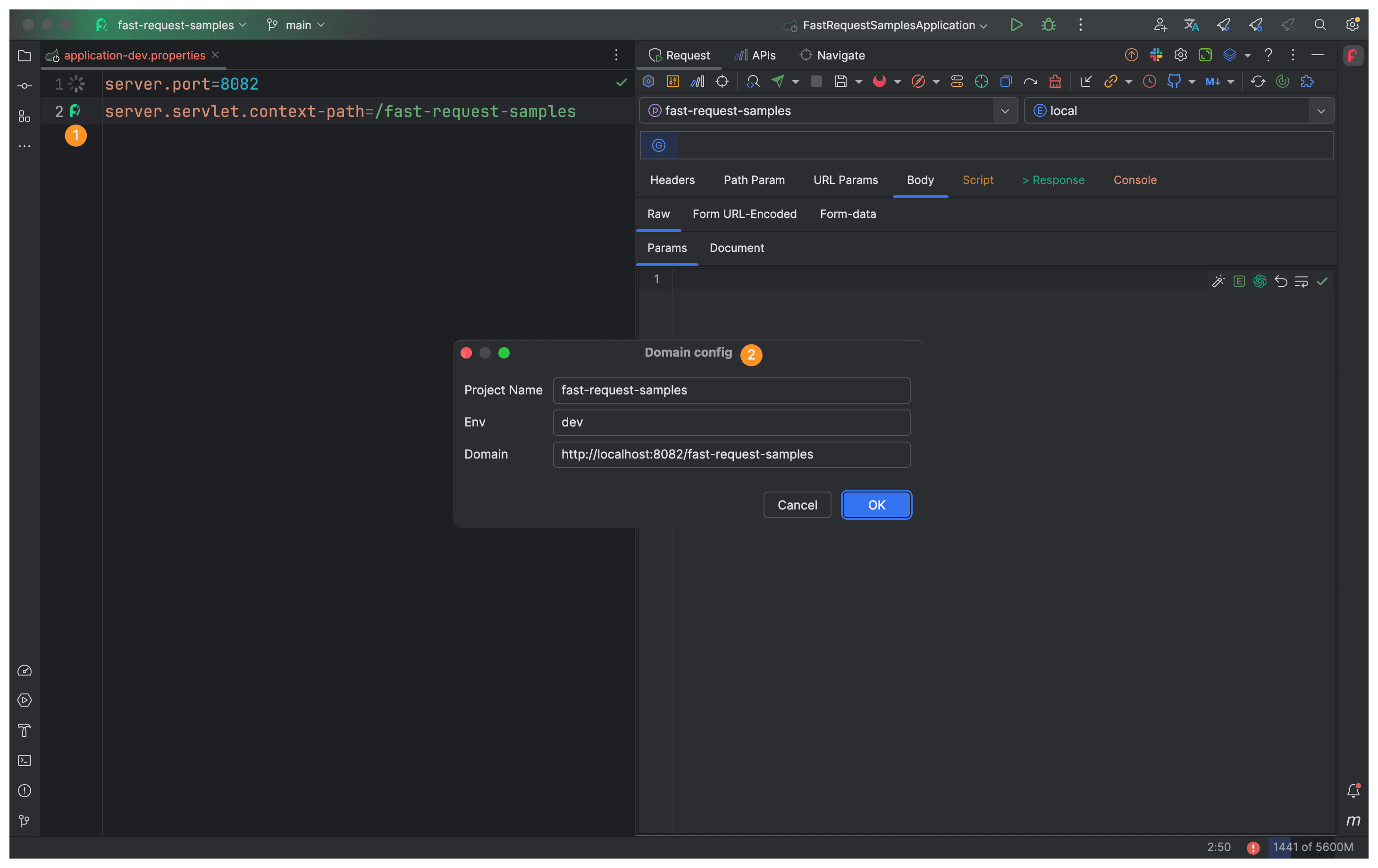 Domain config projectLevelDomainConfig