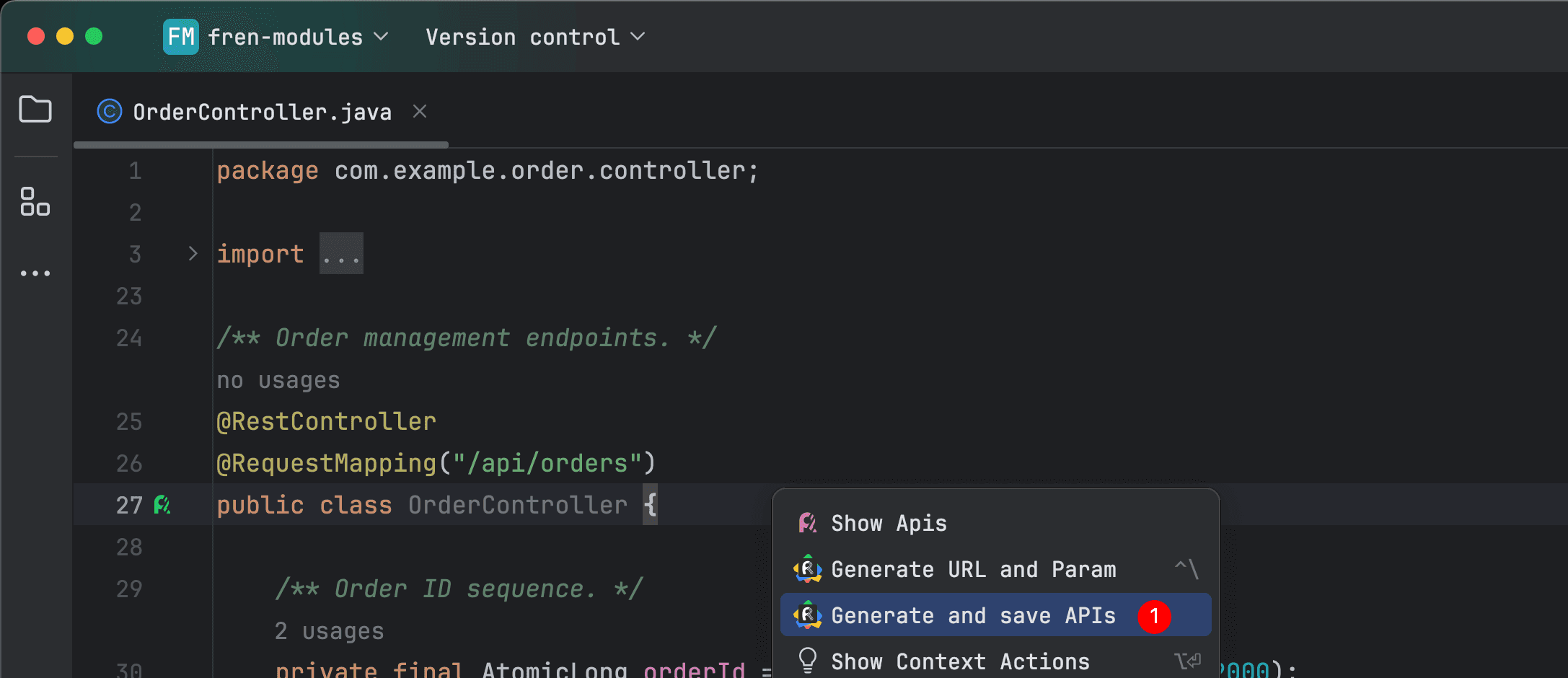 Generate APIs for a class